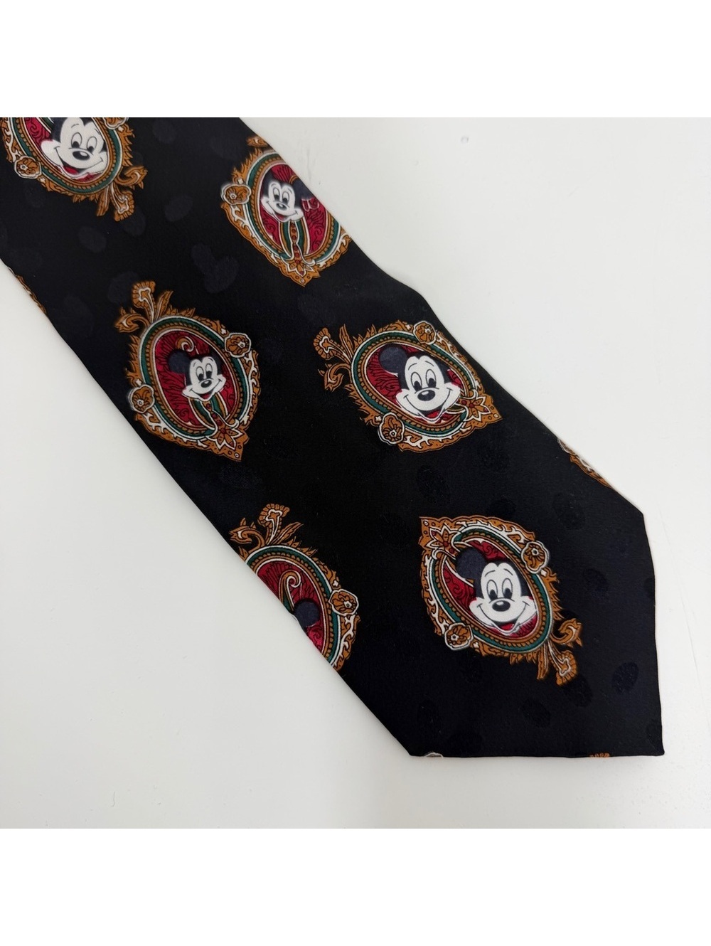 Disney Originals Mickey Mouse Black Silk Neck Tie Vintage Cartoon Novelty